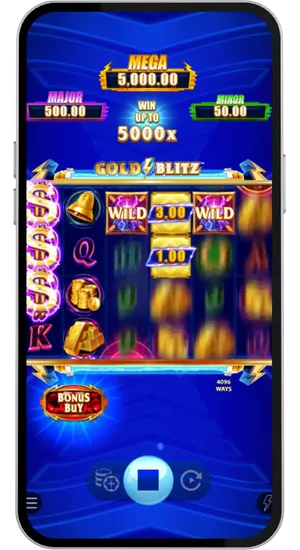 Spinknop indrukken en bonussymbolen landen in Gold Blitz slot